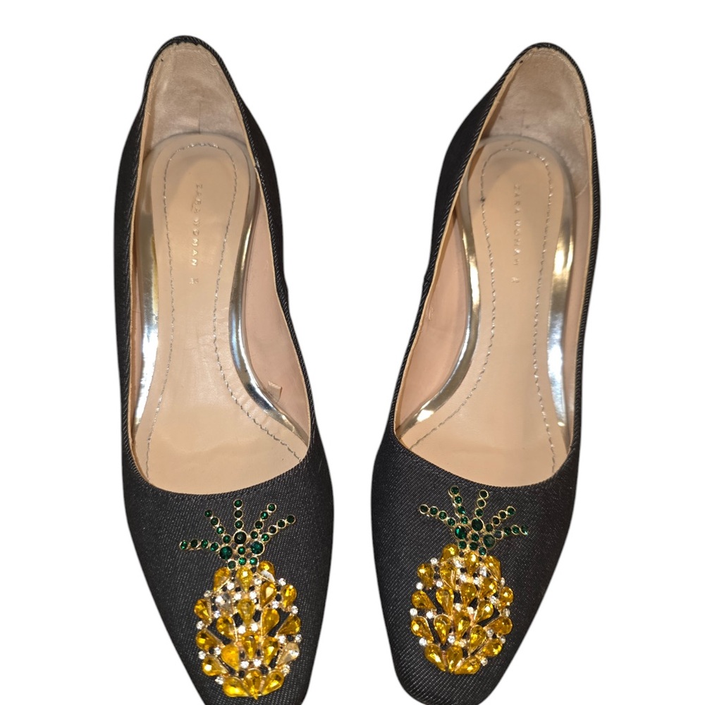 Zara Women’s Elegant Black Pineapple Embellished Women's Shoes